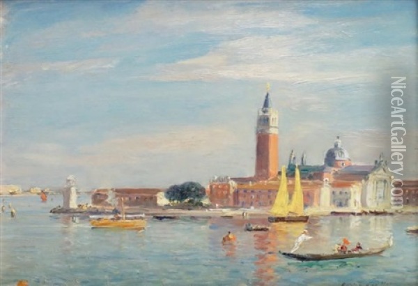 Venise, La Giudecca Oil Painting - Gaston Marie Anatole Roullet
