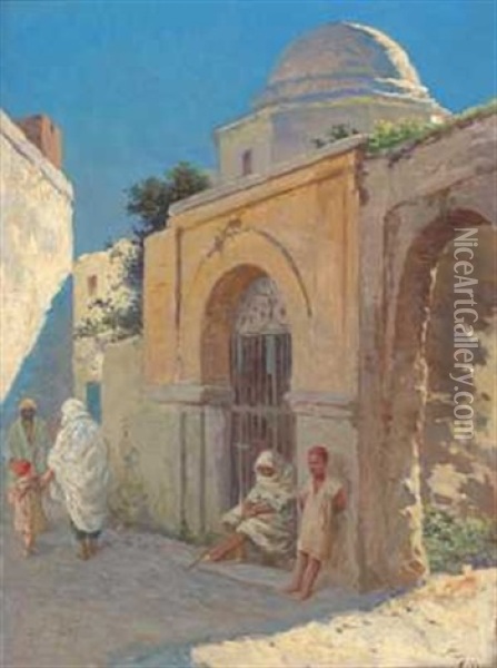 Gatescene (tunis?) Oil Painting - Wilhelm Otto Peters