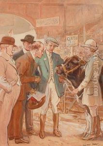 Cattle Market. Oil Painting - George Soper