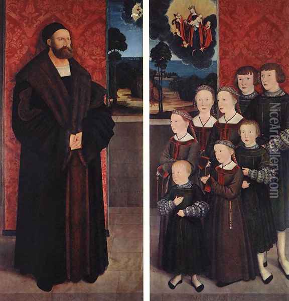 Portrait of Conrad Rehlinger and his Children 1517 Oil Painting - Bernhard Strigel