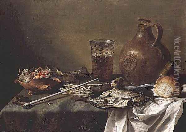 Still Life with Glass of Beer, 1644 Oil Painting - Pieter Claesz.