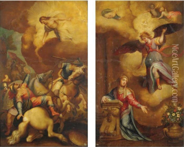 La Conversione Di San Paolo; Annunciazione Oil Painting - Antonia Tempesta
