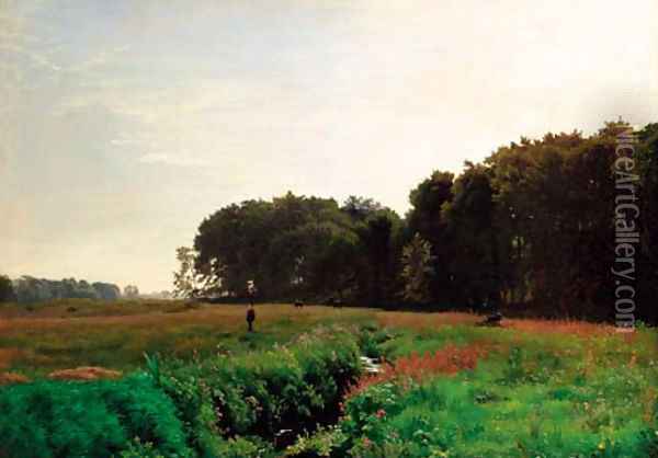 A tranquil summer landscape Oil Painting - Edvard Frederik Petersen