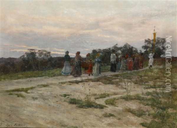 Processione Dei Fiori A Montenero Oil Painting - Adolfo Tommasi