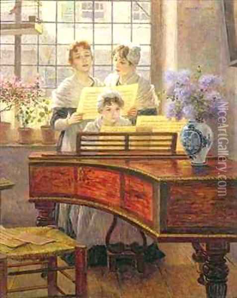Around the Piano Oil Painting - Walther Firle
