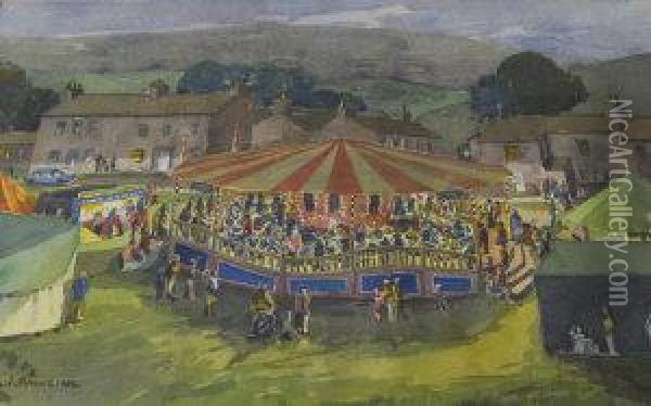 Fairground At Bainbridge Oil Painting - John Edward Jones