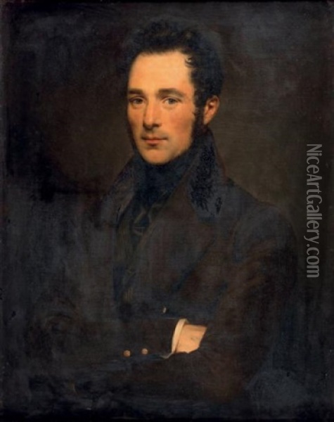 Portrait D'homme En Redingote Oil Painting - Joseph Desire Court