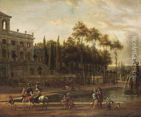 Italianate Park Landscape 1687 Oil Painting - Abraham Storck