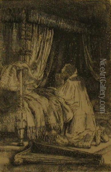 David At Prayer Oil Painting - Rembrandt Van Rijn