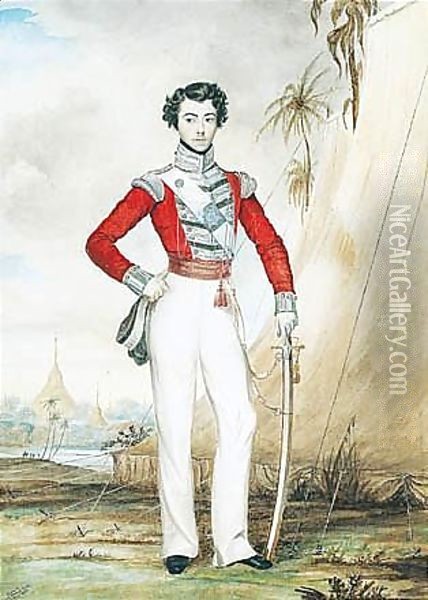 Portrait Of Captain Edward Thomas Coke Of The 45th Regiment While Serving At Rangoon, Burma In 1826 Oil Painting - Edward Thomas Coke