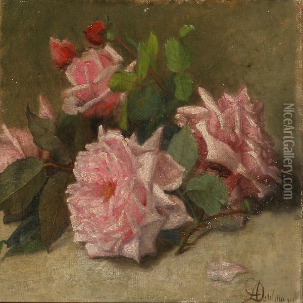 Pink Roses Oil Painting - Augusta Dohlmann