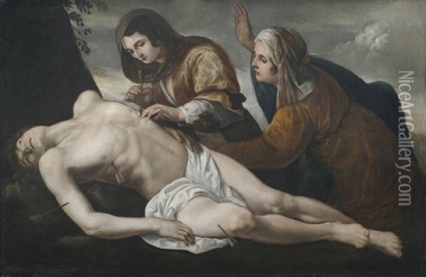 Die Heilige Irene Und Ihre Dienerin Pflegen Den Heiligen Sebastian Oil Painting - Michele Desubleo