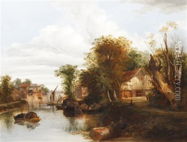 View Of The Thames Oil Painting - Henry Bright