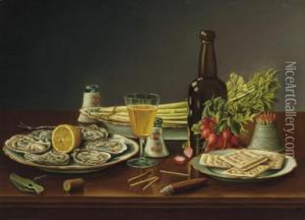 Still Life With Oysters Oil Painting - Levi Wells Prentice
