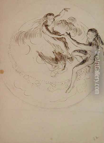Study for a circular ceiling decoration Oil Painting - George Frederick Watts
