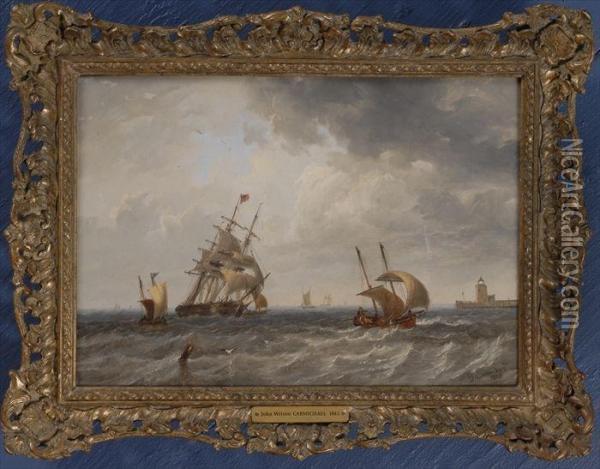 Ships At Sea Oil Painting - John Wilson Carmichael