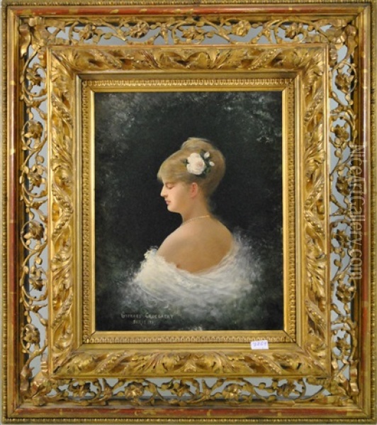 Portrait De Dame De Profil Oil Painting - Georges Groegaert