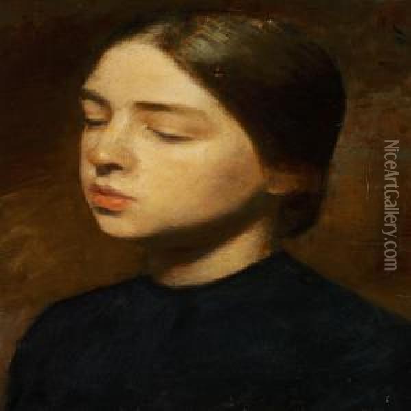 A Portrait Of The Artist's Sister Anna Hammershoi Oil Painting - Vilhelm Hammershoi