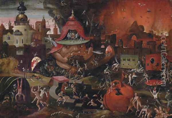 The Harrowing of Hell Oil Painting - Hieronymus Bosch