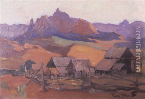 Western Mountainous Landscape Oil Painting - Franz Arthur Bischoff