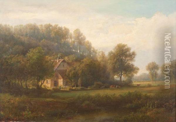 Gehoft Am Waldesrand Oil Painting - Friedrich Heunert