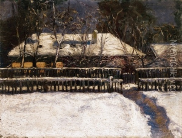 Tei Kertreszlet Nagybanyan (winter Garden Detail In Nagybanya) Oil Painting - Bela Ivanyi Gruenwald