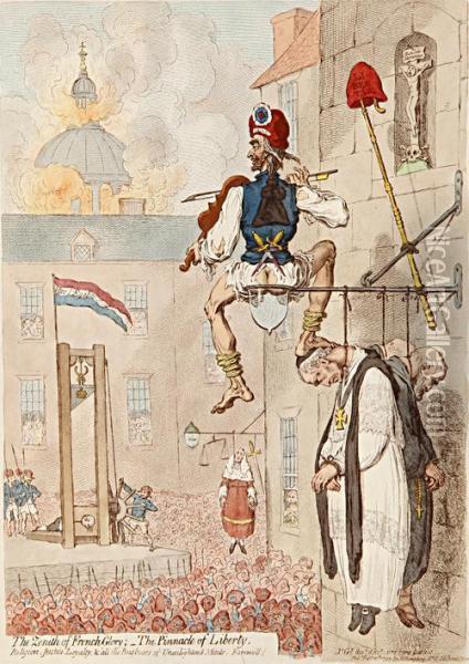 The Zenith Of French Glory - The Pinnacle Of Liberty Oil Painting - James Gillray
