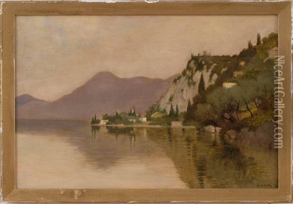 Lake Como Oil Painting - David John Gue