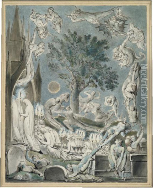The Gambols Of Ghosts According 
With Their Affections Previous To The Final 
Judgement Oil Painting - William Blake