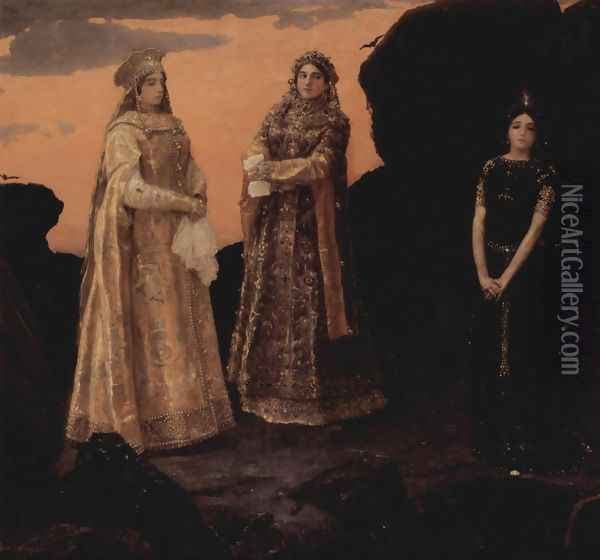 Three queens of the underground kingdom 1879 Oil Painting - Viktor Vasnetsov