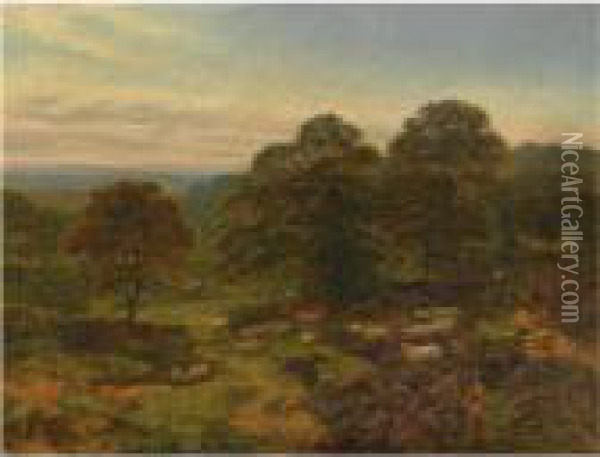 An Autumnal Evening Oil Painting - George Vicat Cole
