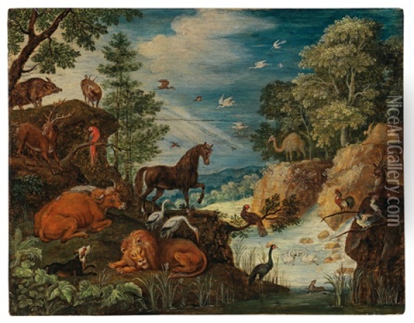 A Landscape With Animals Oil Painting - Roelandt Savery