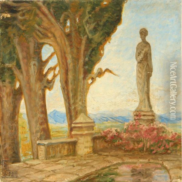 A Garden In Florence Oil Painting - Suzette C. Skovgaard Holten
