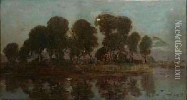 Waterlandschap. Oil Painting - Theodore J. Verschaeren