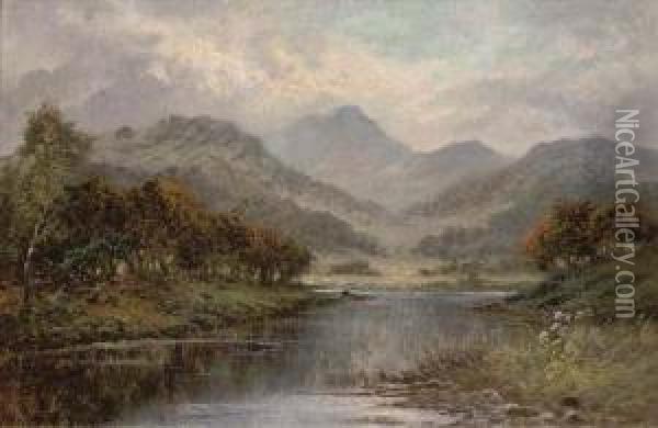 A River Landscape Oil Painting - Louis E. Clark