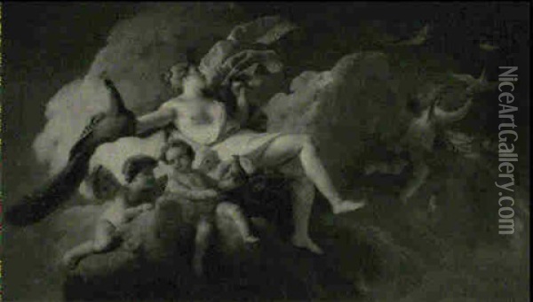 L'apotheose De Junon Oil Painting - Pierre-Charles Le Mettay