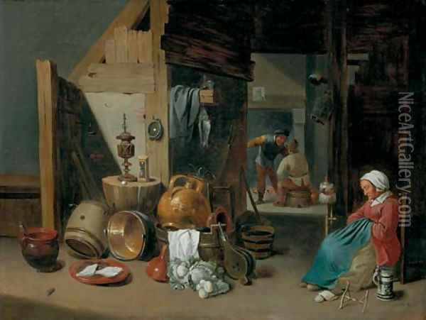 A kitchen interior Oil Painting - Cornelis Mahu