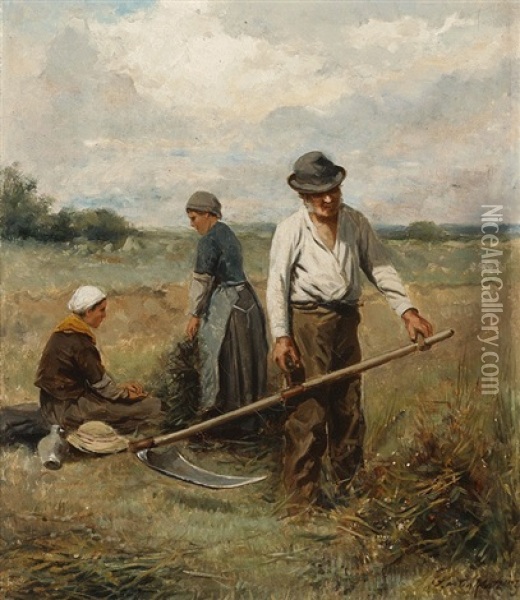 Harvest Scene Oil Painting - Johannes Marius ten Kate