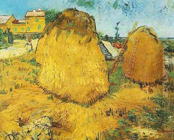 Haystacks In Provence Oil Painting - Vincent Van Gogh