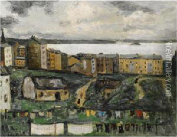 Village View Oil Painting - Arthur Segal
