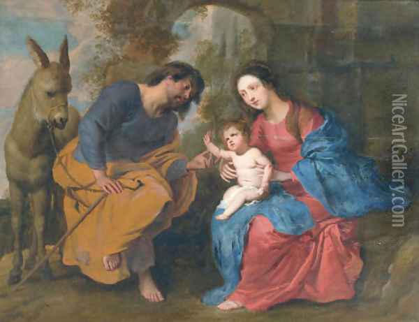 The Rest on the Flight into Egypt Oil Painting - Erasmus II Quellin (Quellinus)