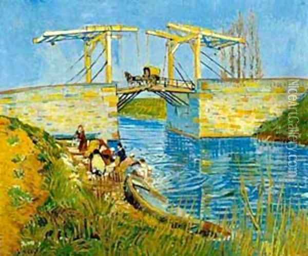 The Langlois Bridge With Women Washing 1888 Oil Painting - Vincent Van Gogh