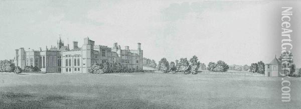 The Inner Front Of Cowdray House Taken From The Gateway Oil Painting - Francis, Captain Grose