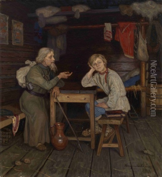 Young Monk Oil Painting - Nikolai Petrovich Bogdanov-Bel'sky
