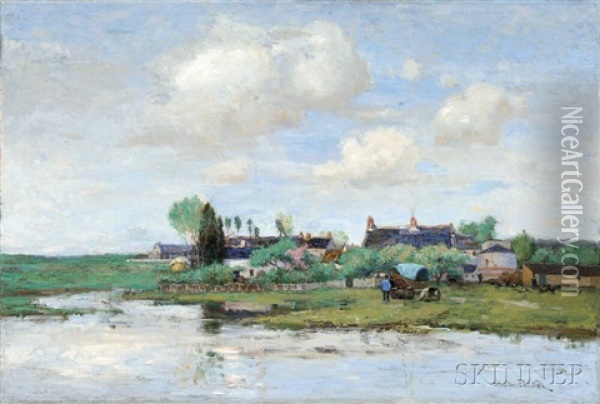 River Landscape, Normandy, France Oil Painting - Stephen Parrish