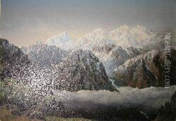 Himalayan Peaks Oil Painting - George Devy