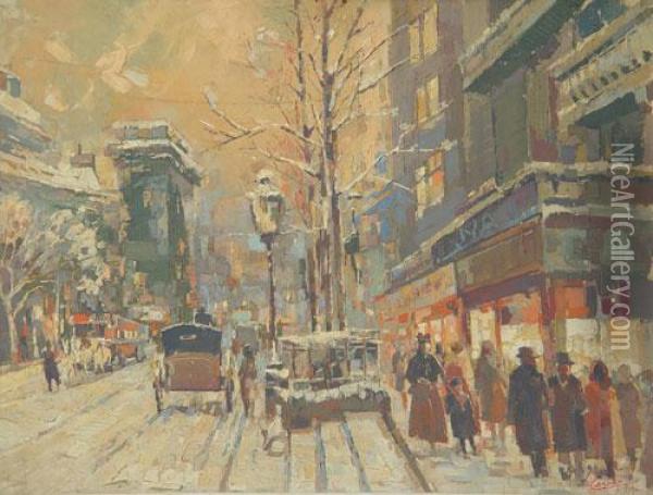 Boulevard Des Italiens Oil Painting - Auguste Leroux