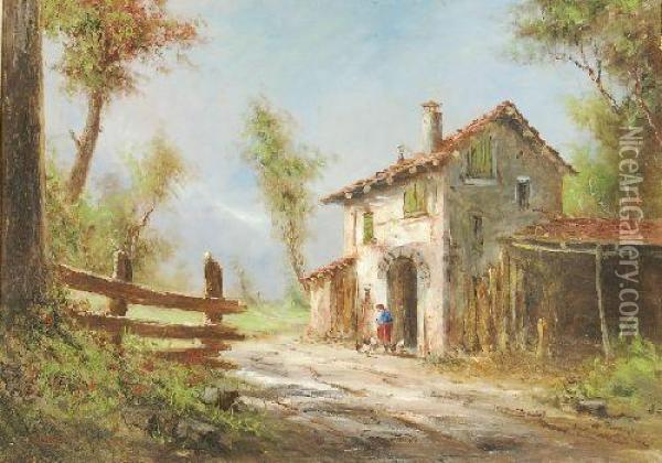 Bauerngeh Oil Painting - Antonio, Anton Brioschi