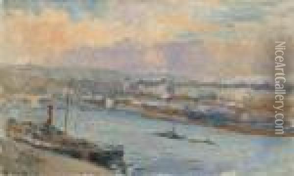 La Seine A Rouen Oil Painting - Albert Lebourg