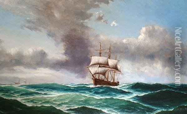 Shipping On The High Seas, Under An Impending Storm Oil Painting - Edward Hoyer
